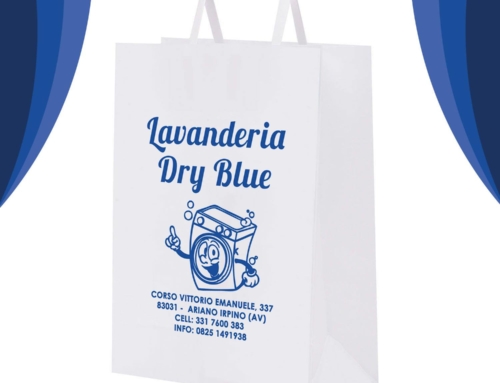 Shopper in carta personalizzate in serigrafia – Lavanderia Dry Blue